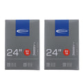 Schwalbe 2er Pack Fahrradschläuche SV10, 24 Zoll, ETRTO 47-507 bis 62-507, in grauen Kartons.