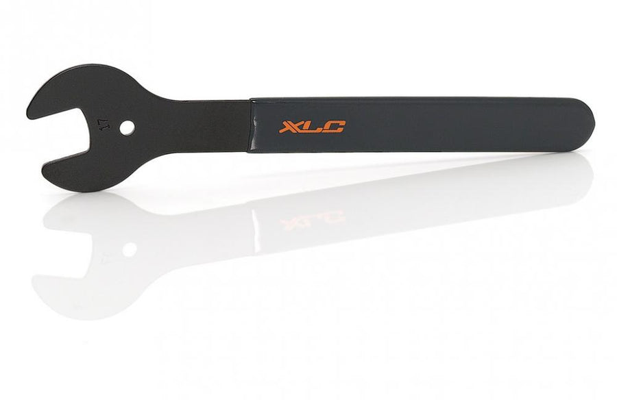 Schwarzer XLC Fahrrad-Konusschlüssel TO-S22 16mm auf weißem Hintergrund.