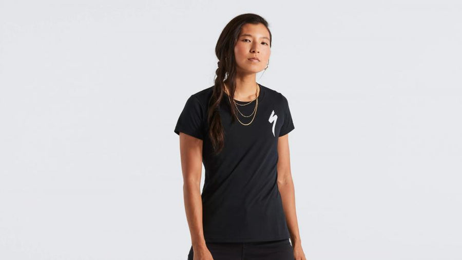 Damen T-Shirt S-Logo Tee Kurzarm Schwarz Größe S - Atmungsaktiv & Sportlich