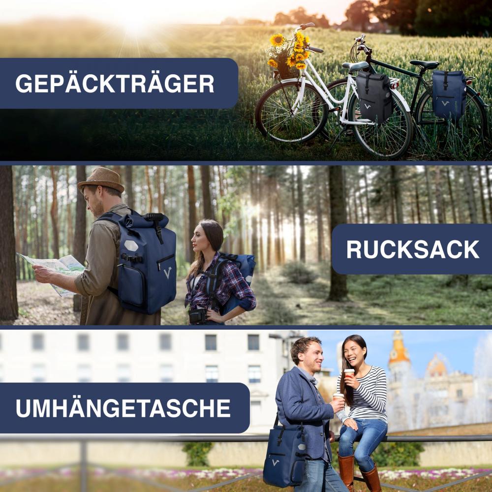 Valkental Rucksack ValkPro 3in1 Fahrradtasche blau