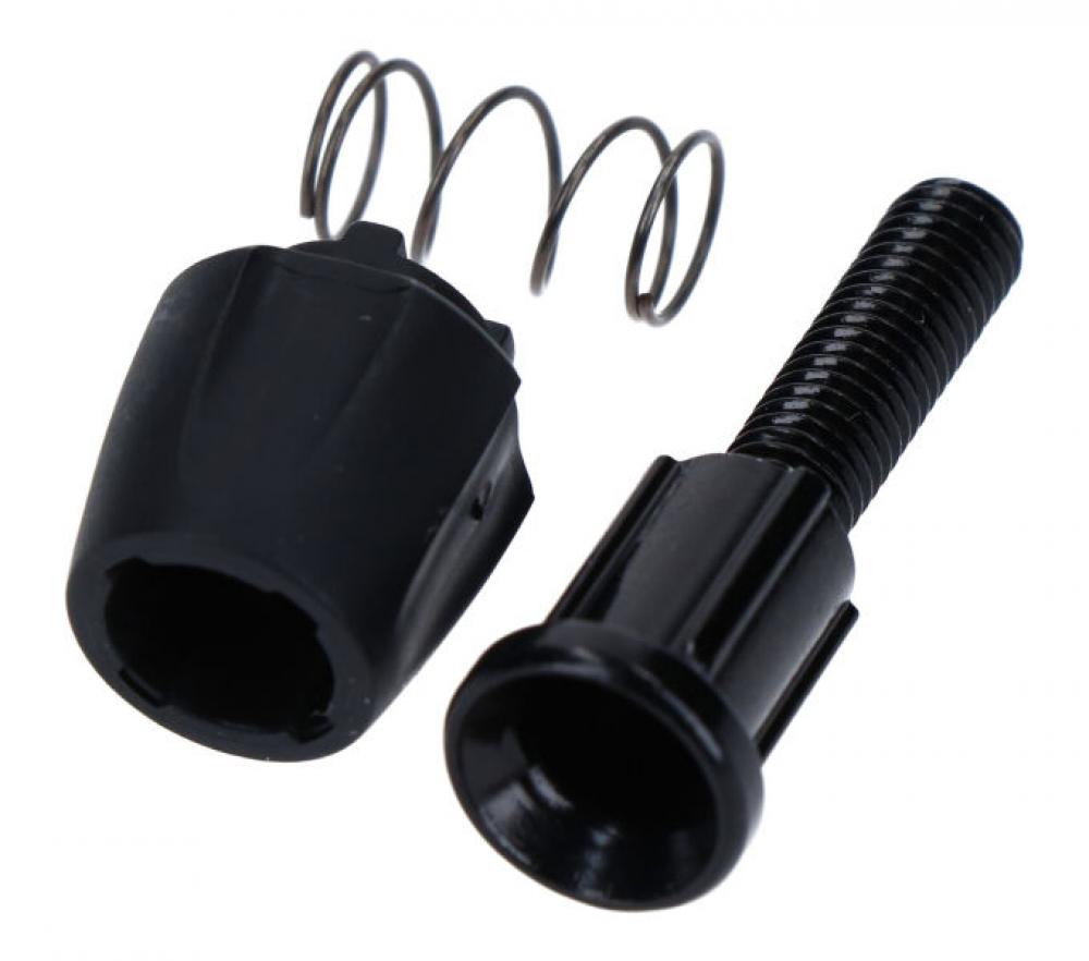 Schwarze SHIMANO Schaltzug-Einstellschraube SL-8S31 mit passender Kappe und Feder für Fahrräder.