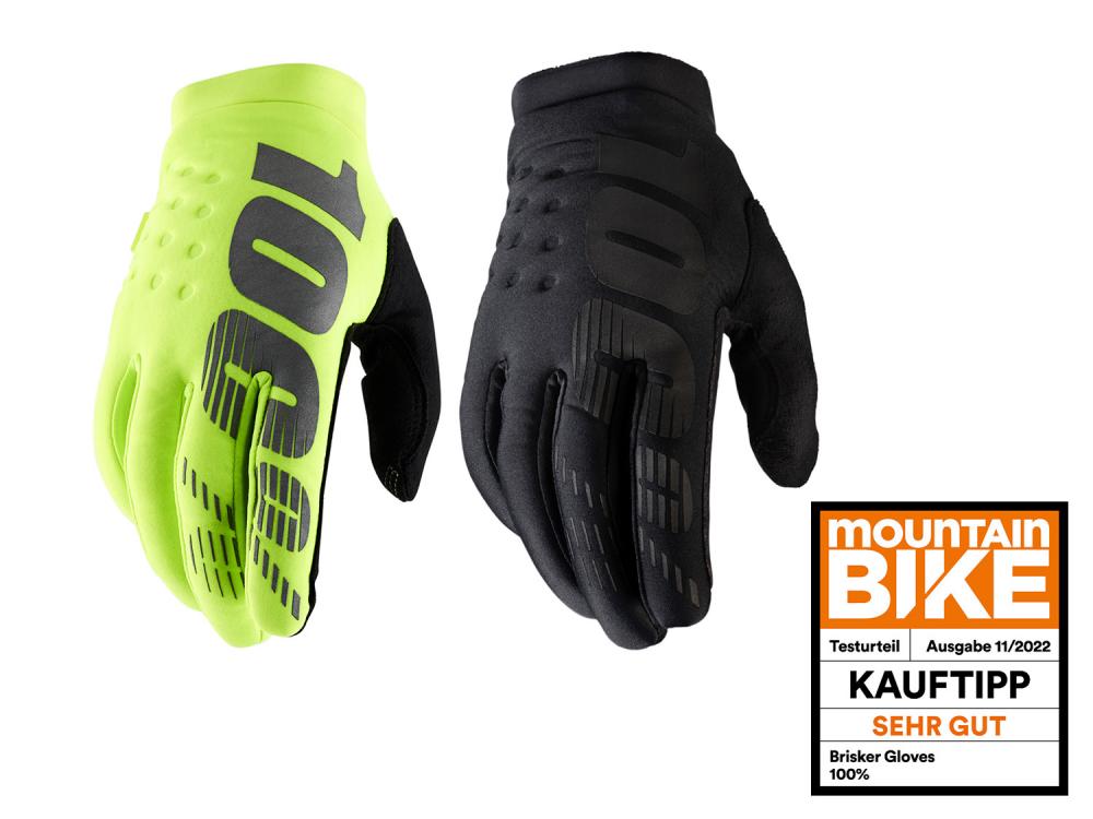 100% Brisker Youth Cold Weather Gloves L fluo yellow - warmer Kinder-Radhandschuh mit Grip