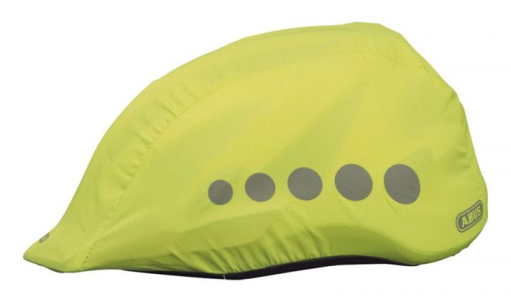 ABUS Regenkappe Neongelb - wasserabweisend, Signalhelm-Überzug mit Reflektoren, universell passend