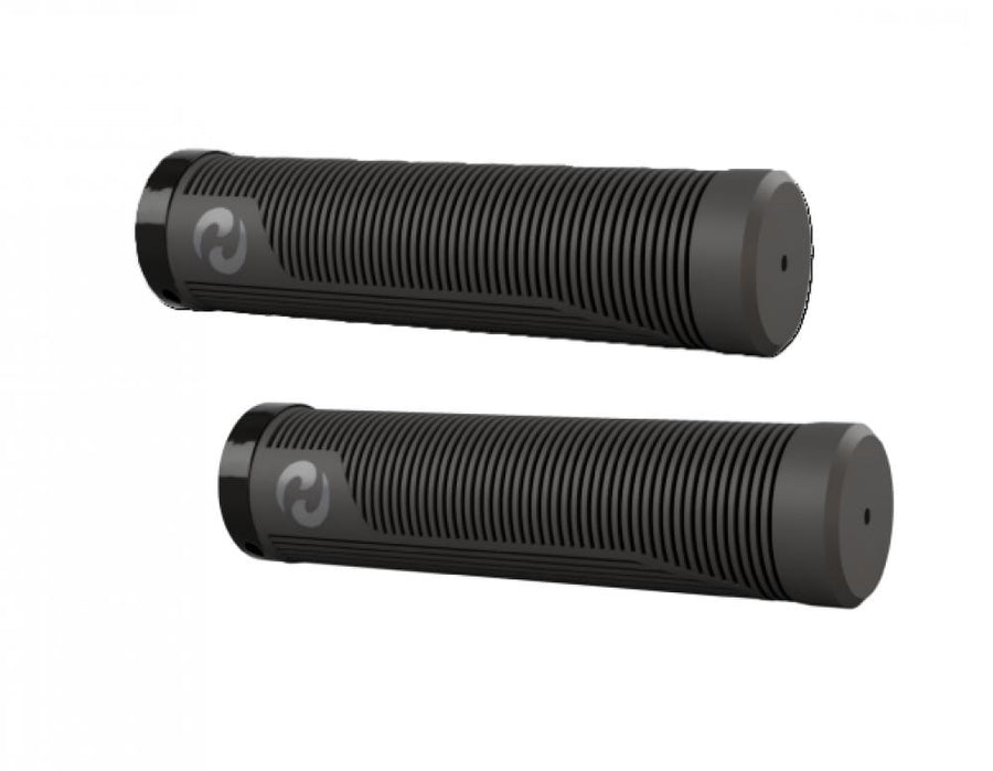 Paar Herrmans Rib single lock Lenkergriffe in Grau-Schwarz, 130mm lang, 22mm Durchmesser.