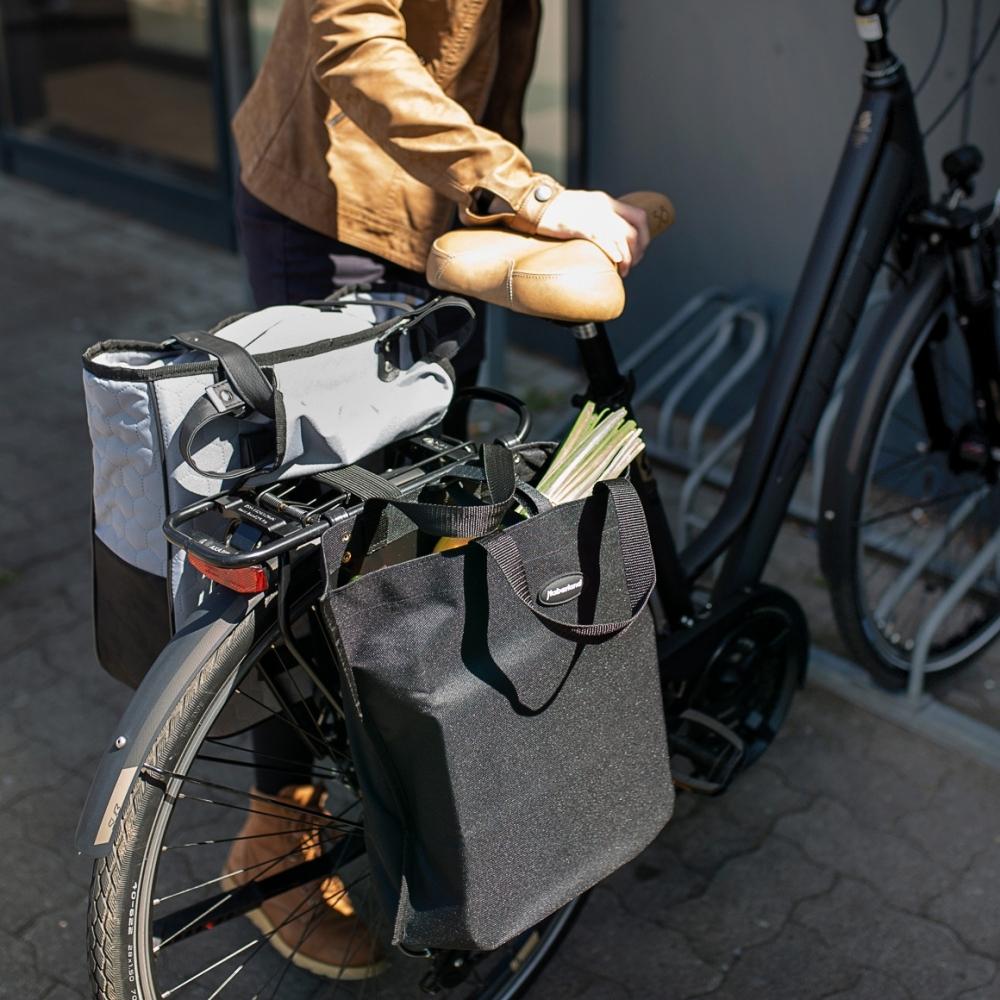 Haberland Faltbare Fahrrad-EK-Tasche schwarz - praktische Einkaufstasche für den Gepäckträger