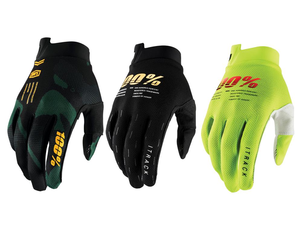 100% iTrack Youth Gloves XL fluo yellow - minimalistische MX-Handschuhe mit Top-Grip