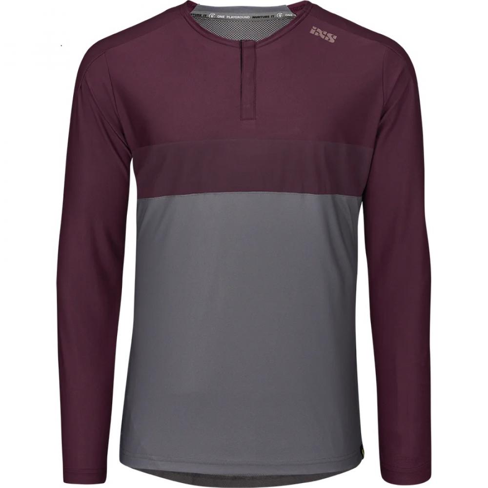 IXS Sports Division iXS Flow XTG Long Sleeve Henley XL Graphite/Raisin - atmungsaktives Bike-Langarmshirt