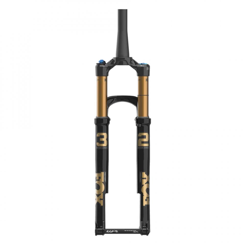 FOX 32 SC Factory Federgabel Grip SL 100mm 29 Zoll Push-Lock, schwarz mit goldenen Kashima-Standrohren für MTB.