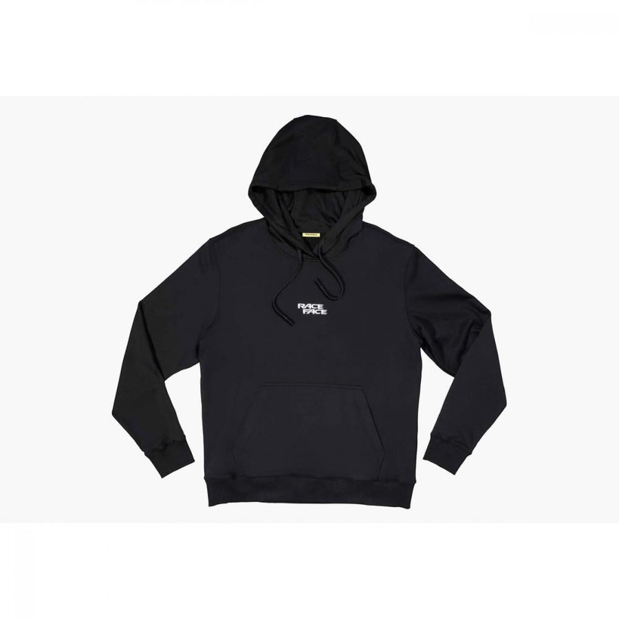 Schwarzer Race Face Logo Hoodie XL, bequemer Kapuzenpullover für Radfahrer.
