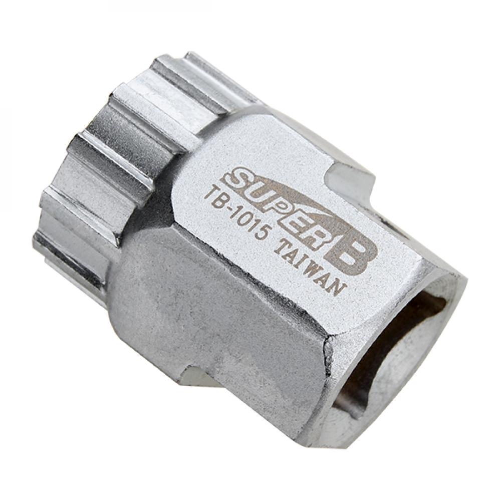 SuperB TB-1015 Kassettenzahnkranzabzieher aus CrMo-Stahl für Shimano und SRAM, silbernes Fahrradwerkzeug.