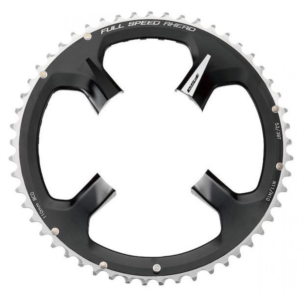 FSA Kettenblatt Road K-Force ABS 4-Arm 110 mm x 50 T Schwarz/grau - präzises Rennrad-Schalten