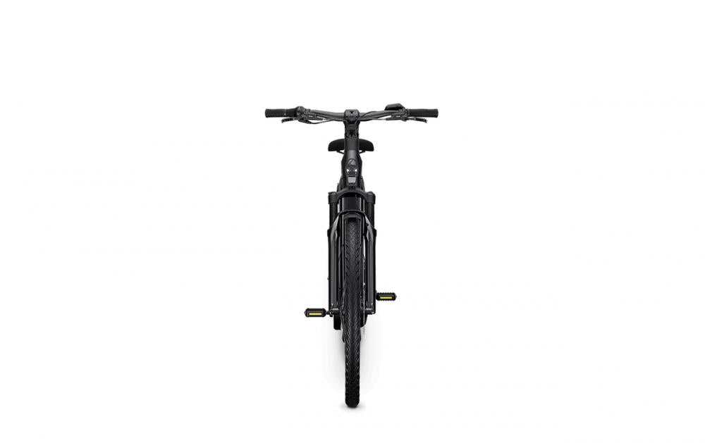 Kalkhoff IMAGE 5+ MOVE 29in City-E-Bike in diamantblack glossy, komfortabel, Vorderansicht.