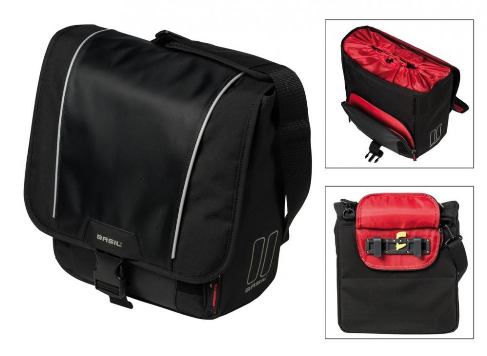 Basil Schultertasche Sport Design Commuter schwarz mit Kordelverschluss 18l