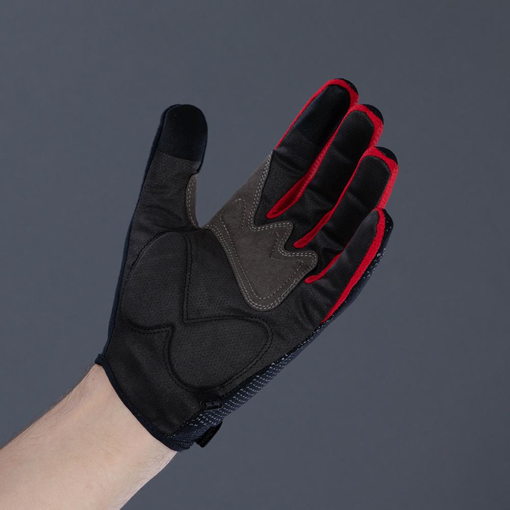 CHIBA Gel Performer - Radhandschuhe kurz, S, schwarzz/rot, Gelpolster & Touchfinger