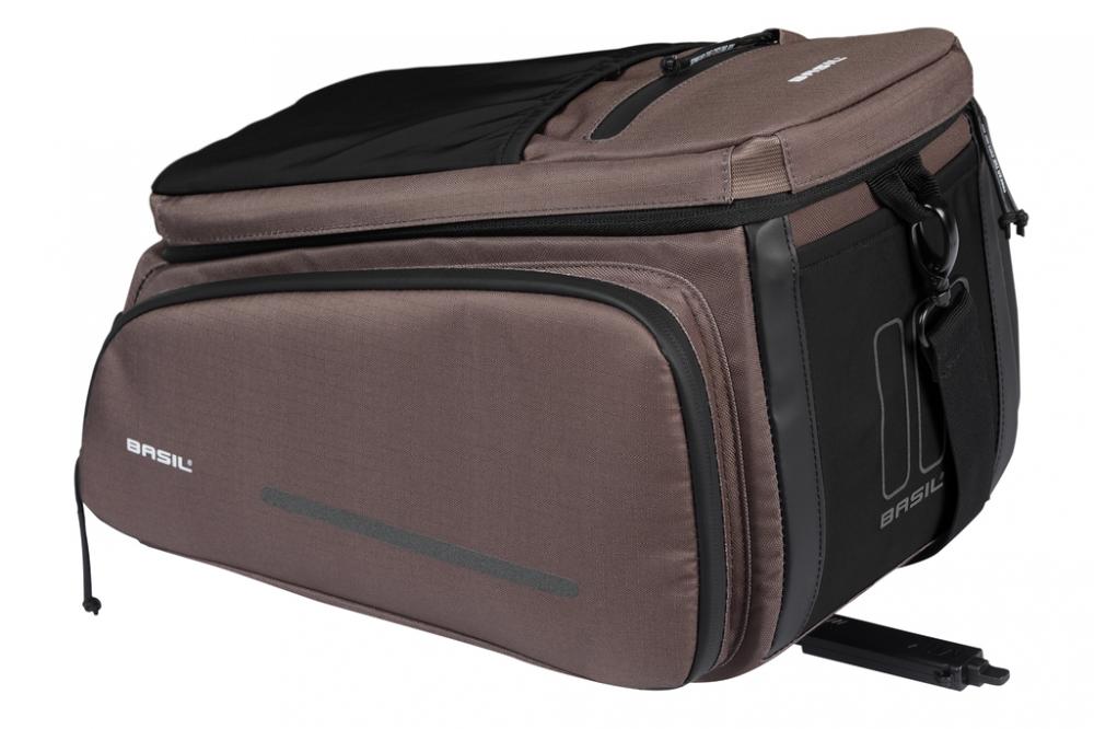 Basil Move MIK Gepäckträgertasche 10-26 Liter braun - wasserabweisend, erweiterbar, inkl. MIK-Adapterplatte