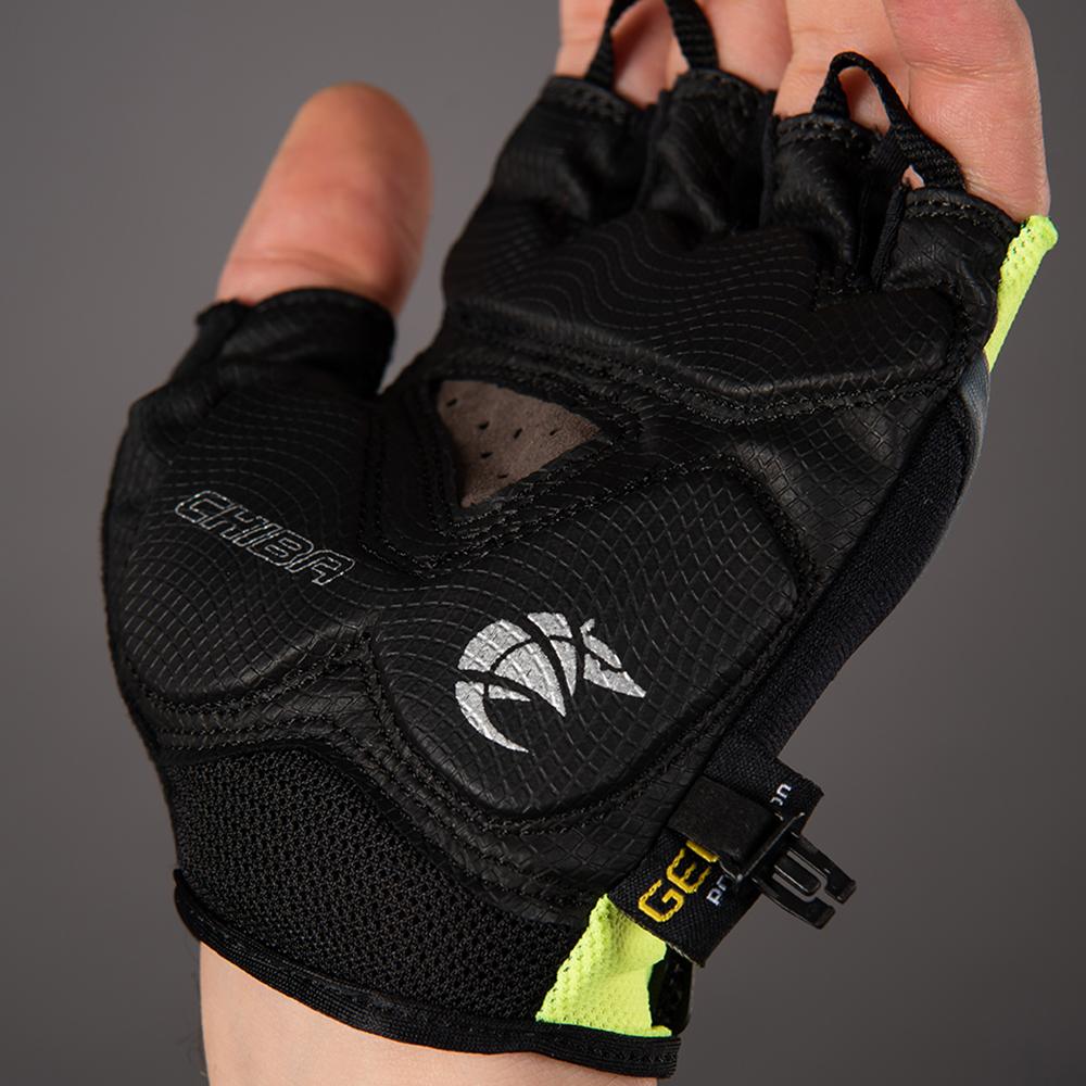 CHIBA Gel Premium - Radhandschuhe neongelb, Größe L, mit Gelpolsterung