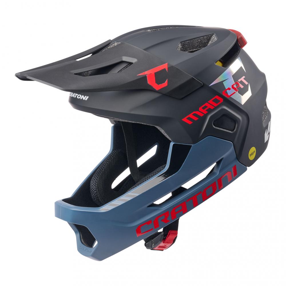 CRATONI MadCat MIPS Kinder-Fullface-Helm S-M 49-56 cm Gunmetal-Red Matt