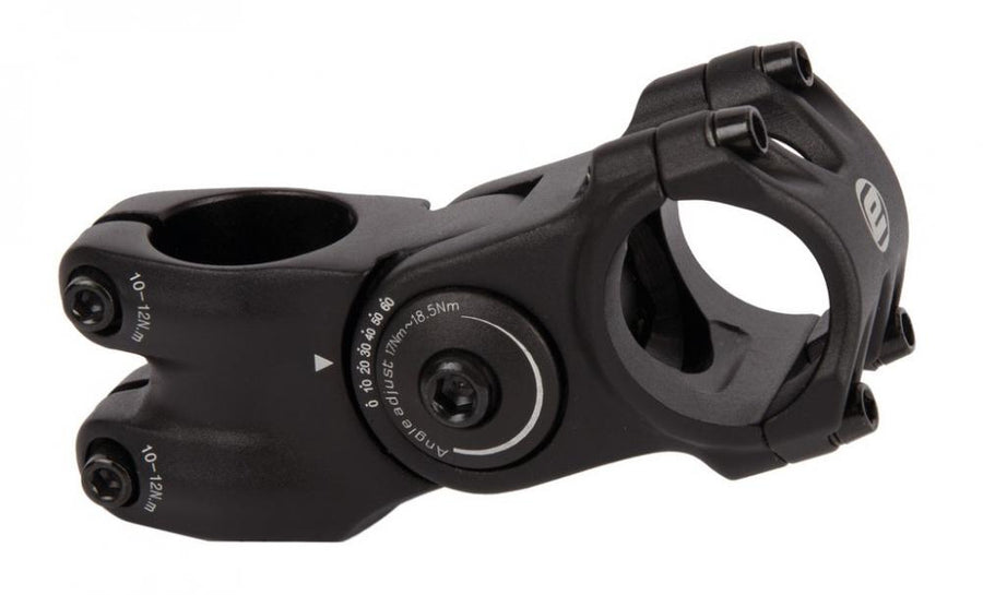 Ergotec Octopus 2 Ahead-Vorbau schwarz, winkelverstellbar 0-60°, 75mm Länge, 31,8mm Klemmung, Safety Level 4.