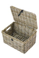 Basil Dax L Vorderradkorb aus Rattan mit Deckel - grobm., grau, 36x48x30 cm, bis 5 kg Traglast