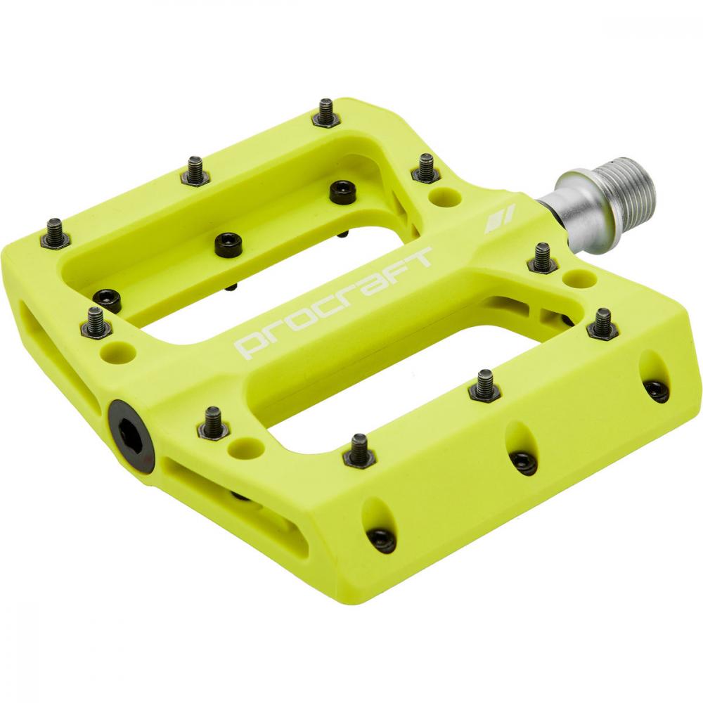Procraft Pedale Flat Grip Essential Kunststoff 113 x 105 mm Lime - maximaler Grip für Trail und Alltag