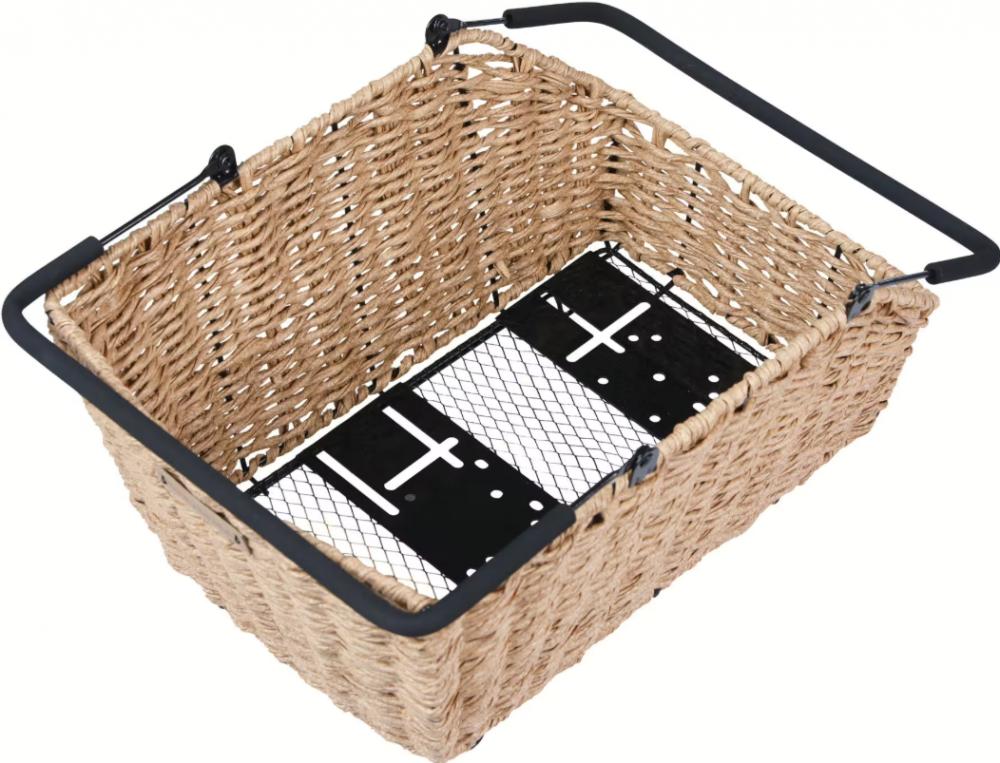 BASIL Fahrradkorb Cento Rattan Look Multisystem NX - wetterfester HR-Korb 41x25x12 cm für MIK/RT/I-Rack/Carrymore - Softgrip abnehmbar seagrass