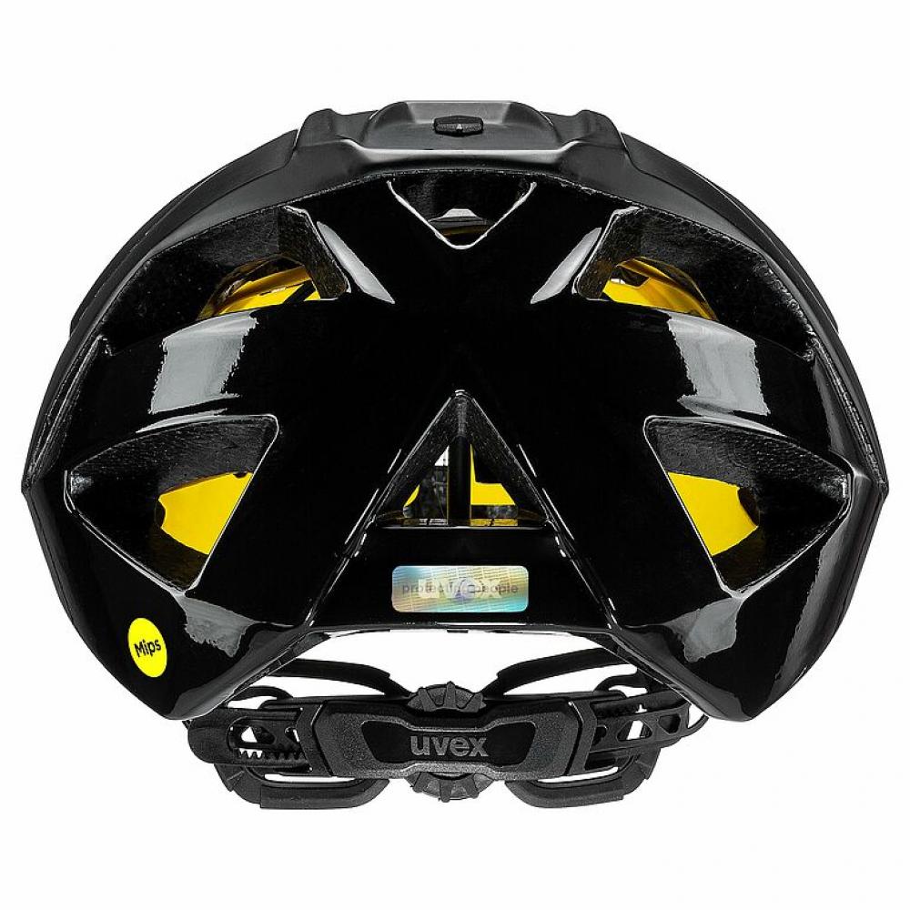 uvex Quatro cc MIPS All-Mountain MTB-Helm schwarz matt, Rückansicht mit Kamera-Halterung.