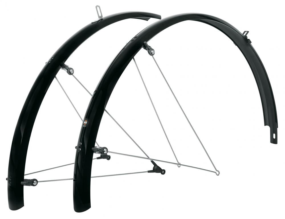 SKS Bluemels Basic 28 Zoll Schutzblech-Set, schwarz, für Fahrräder mit 28-37mm Reifen, ASR-Sicherheitssystem.