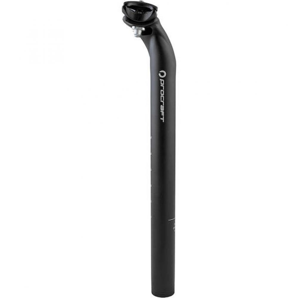 Procraft Sattelstütze Classic 2-Bolt Ø 30,0 x 400 mm Schwarz - gekröpfte Patentsattelstütze aus 7075 Aluminium