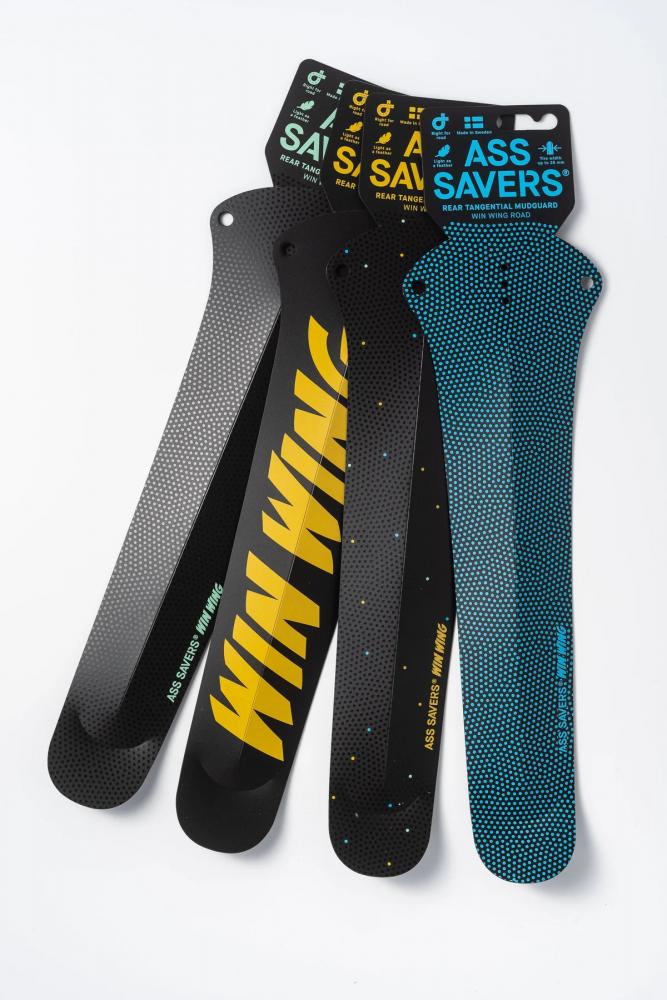 Ass Savers Win Wing 2 Road WRS-2 Spritzschutz, ultraleichtes Hinterrad-Schutzblech für Rennräder bis 35mm Reifenbreite, einfache werkzeuglose Montage, Farbe: Black Dot