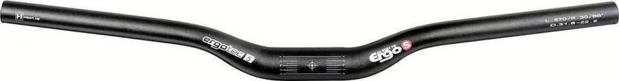 Schwarzer Ergotec Ergo Series Fahrradlenker mit 31,8mm Klemmung, 620mm Breite, 30mm Rise, Safety Level 5.