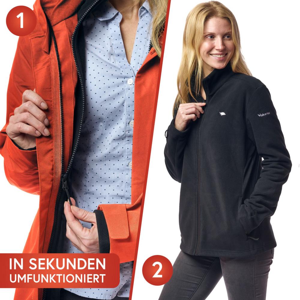 Valkental Damenjacke 3in1 Smart Jacket wasserdichte Jacke mit Fleece Zipp-In M rot