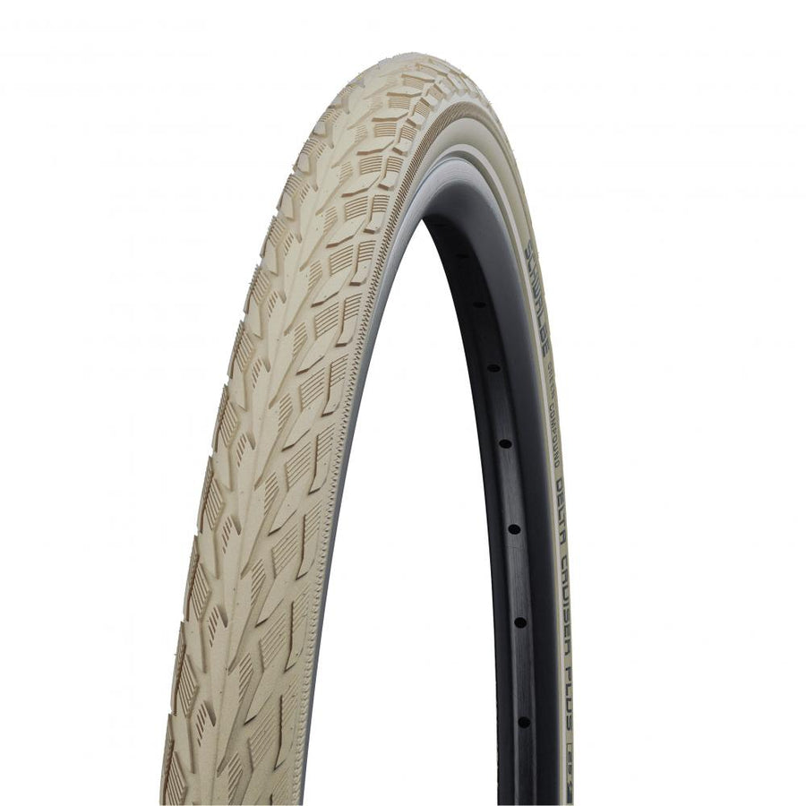 Schwalbe Delta Cruiser Plus Fahrradreifen 28 Zoll 40-635 in Creme mit PunctureGuard Pannenschutz.