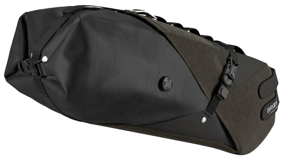 BROOKS Scape Seat Bag Mud Green - wasserdichte Bikepacking-Satteltasche 8 Liter, Holster + herausnehmbarer Drybag