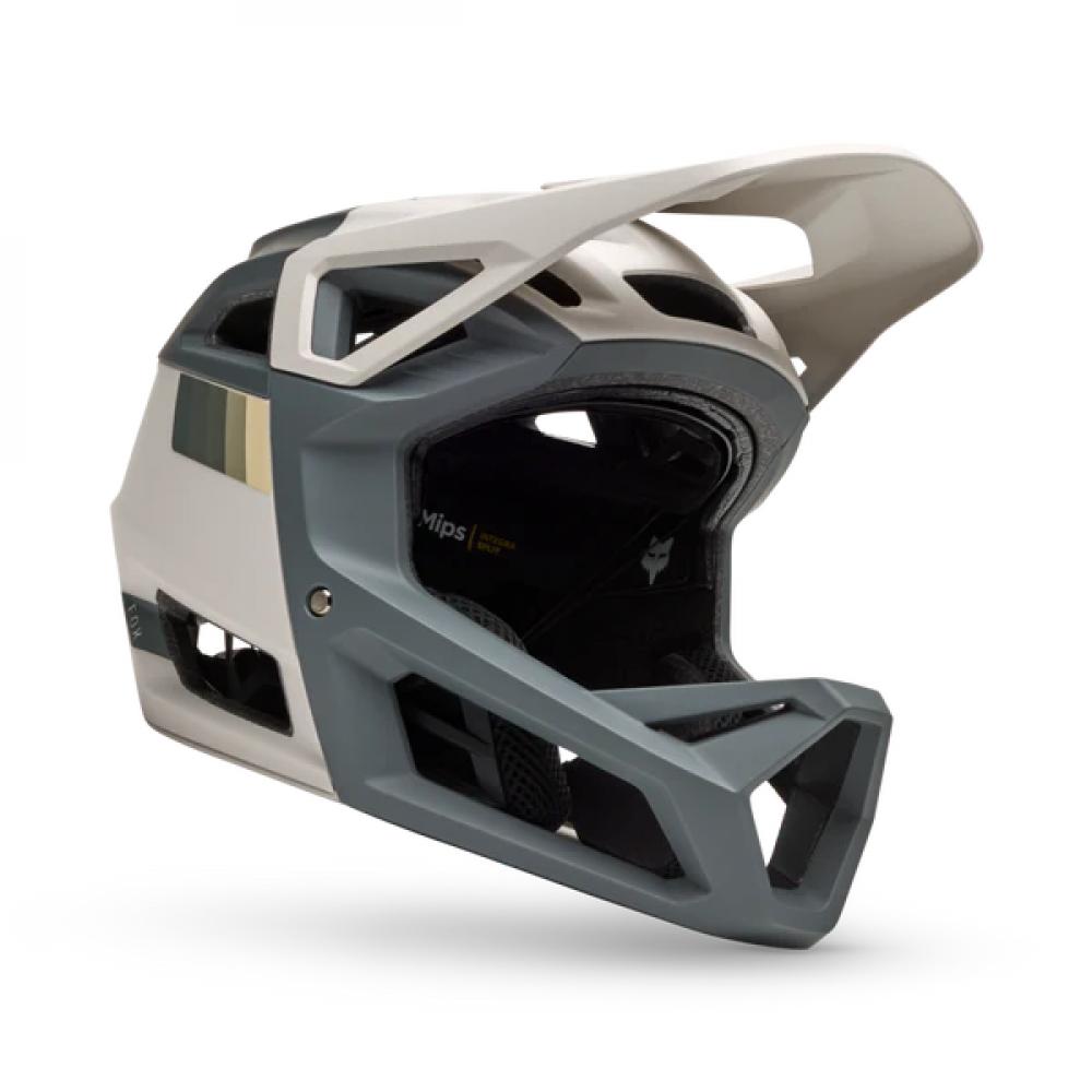 Fox Proframe RS Sol Full-Face MTB-Helm Vintage White Gr.L (59-63cm) - MIPS Integra Split, BOA, Fidlock, GoPro-Mount