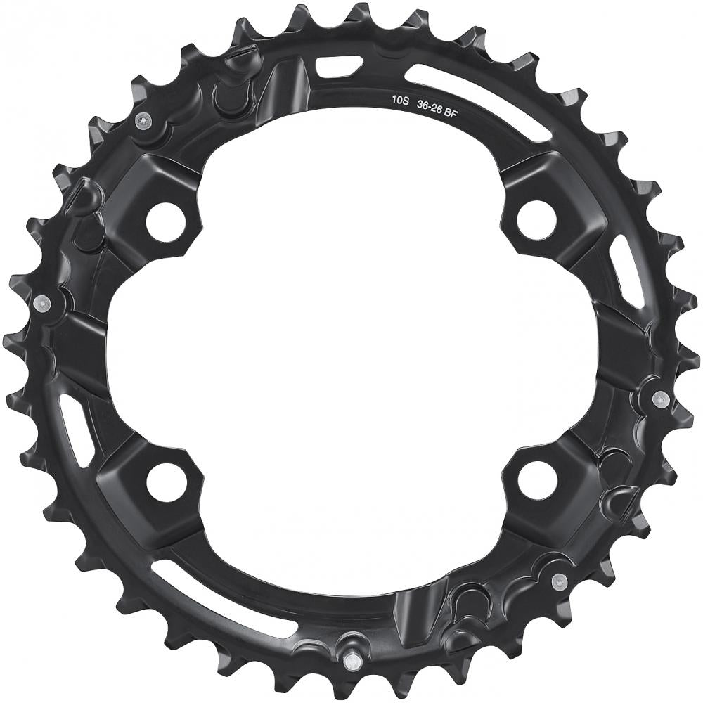 Schwarzes SHIMANO DEORE FC-M4100 36 Zähne Kettenblatt für 10-fach MTB-Antriebe.