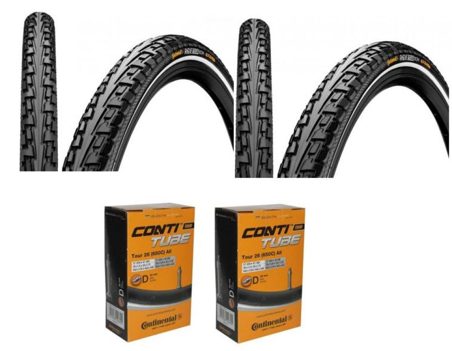 Continental RideTour 26x1.75 Fahrradreifen mit Reflexstreifen und zwei Conti Tour 26 Schläuchen DV 40mm.