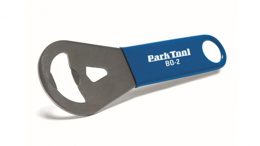 Park Tool BO-2 Flaschenöffner Edelstahl, rutschfester blauer Vinylgriff, 185 mm Länge, 88 g Gewicht, spülmaschinenfest, ergonomisches Design für müheloses Öffnen