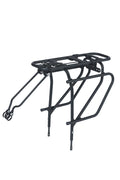 Schwarzer Basil Cargo Gepäckträger hinten für 26-28 Zoll Fahrräder, Aluminium, MIK-kompatibel, 30kg Traglast.