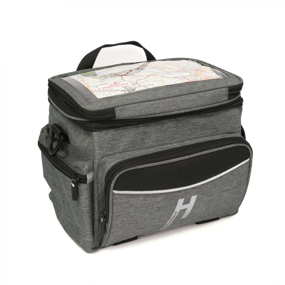 Haberland Lenkertasche Max Plus 10l grau - clevere Organisation am Fahrradlenker