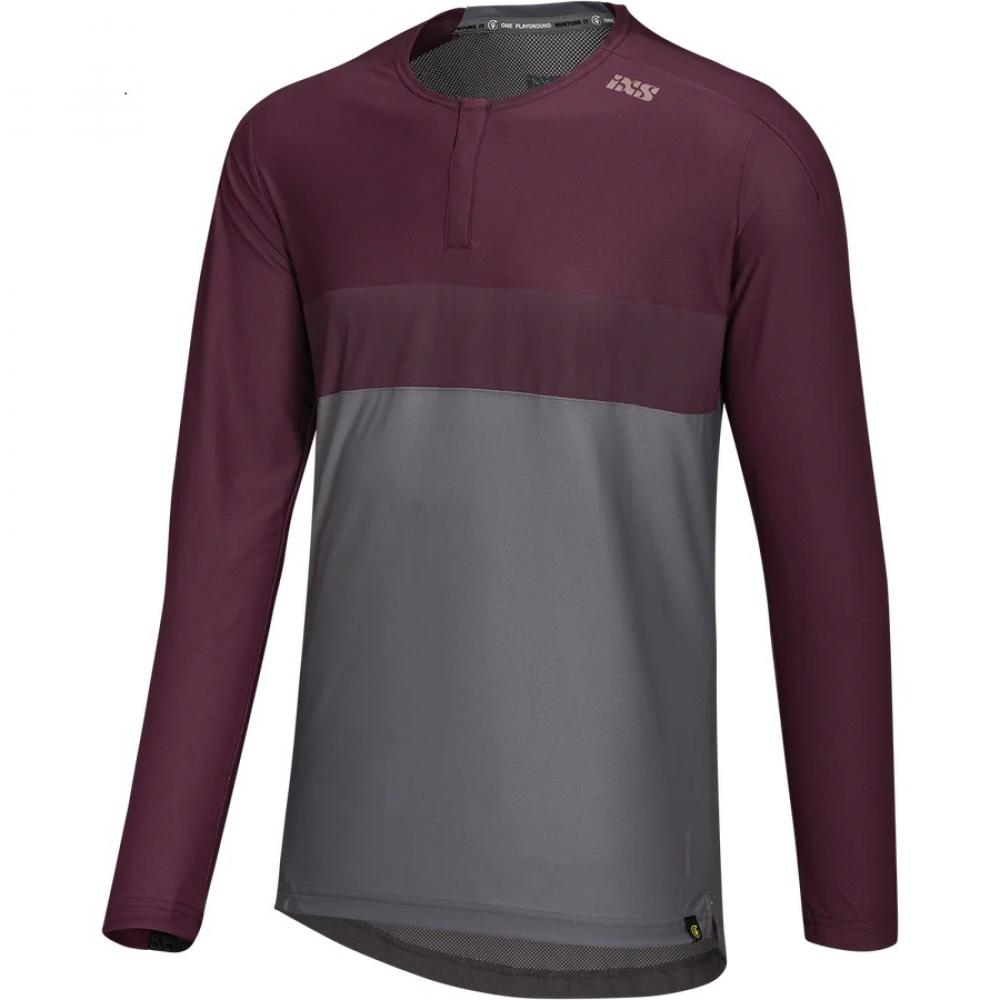 IXS Sports Division iXS Flow XTG Long Sleeve Henley XL Graphite/Raisin - atmungsaktives Bike-Langarmshirt