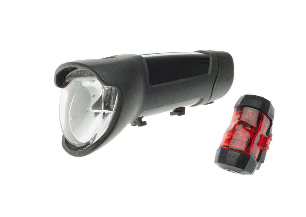 Busch + Müller IXON Fyre + IXXI LED Fahrradbeleuchtungsset, 30 Lux Frontlicht, USB-aufladbar, StVZO-zugelassen, inkl. Halterungen