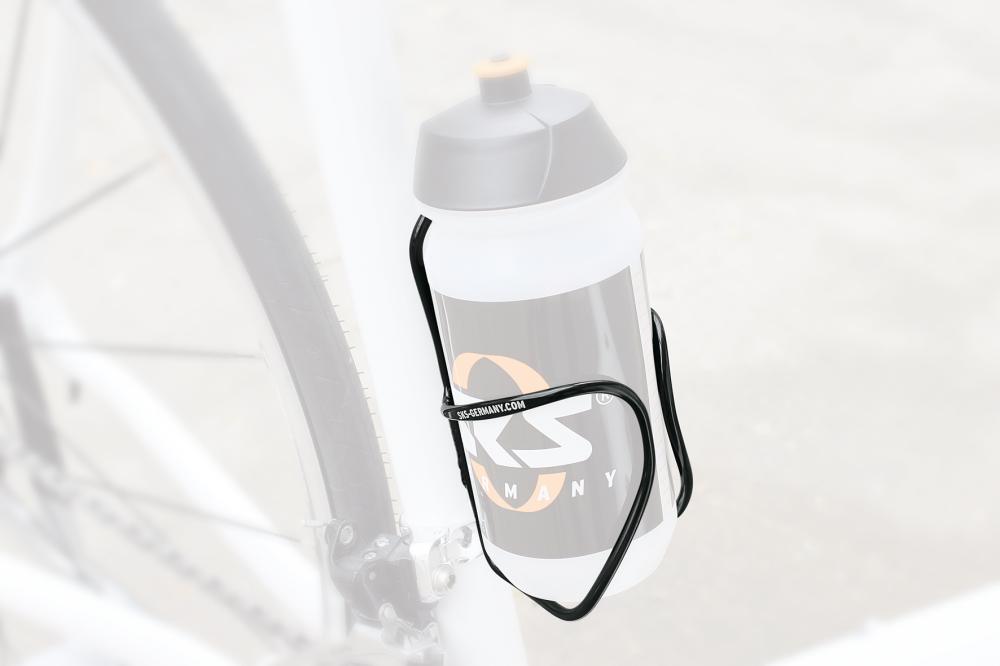 SKS Wirecage Trinkflaschenhalter aus schwarz lackiertem Aluminium, leicht (50 g), stabil, minimalistisches Design, sicherer Halt für Trinkflaschen am Rennrad, City- oder Mountainbike
