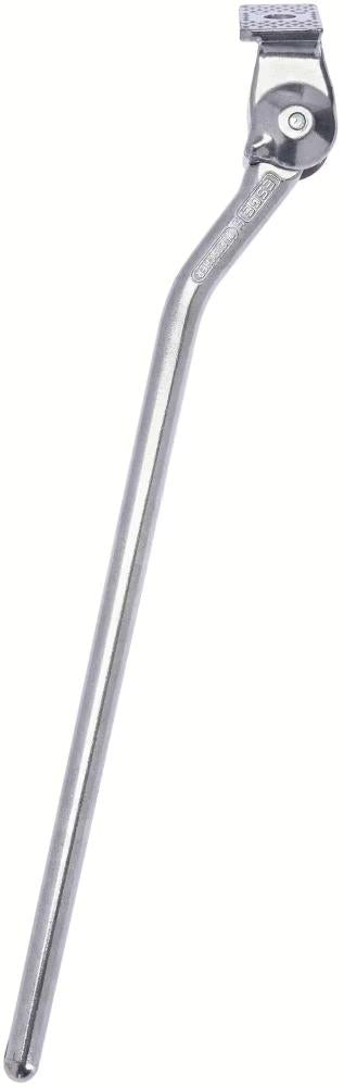PLETSCHER Seitenständer ESGE 28 Zoll silber poliert - Aluminium-Druckguss, Ständerplatte 325 mm Überlänge, mit Innensechskantschraube M10 x 20 und Federring, für Erstausrüstung