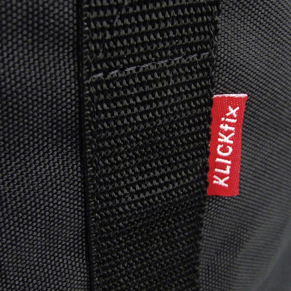 KLICKfix Lenkertasche Shopper-Plus schwarz mit rotem KLICKfix Label.