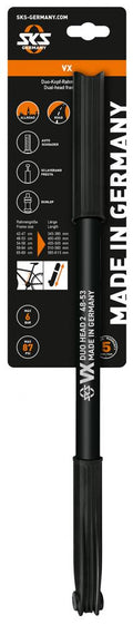 SKS Duokopf-Pumpe VX schwarz  Vielseitige Fahrradpumpe für DV/AV/SV Ventile, 505 mm Länge, ideal für RH 54-58 cm