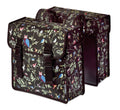 Basil Doppelpacktasche Wanderlust charcoal 35l mit Vogel- & Blumenmuster und Reflexstreifen.