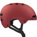 Lazer Maze Jr KinetiCore Kinderhelm in Matte Ruby Red mit Belüftungsschlitzen und schwarzen Riemen.