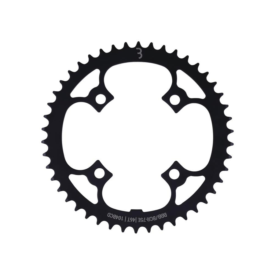 BBB Cycling BCR-75E E-Bike-Kettenblatt aus Stahl, 46 Zähne, 104 BCD, schwarz. Robust für E-Bikes.