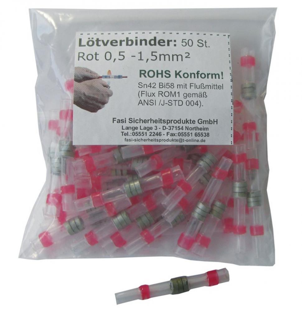 Import Lötverbinder für Lichtkabel rot Polybeutel a 50 Stck. 0,5-1,5 mm