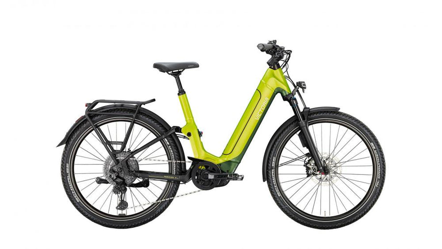 VICTORIA Elektro-Full Suspension "PARCOURS 6" (#1), Wave, 27,5", lime green, 1x11-Gang SHIMANO "Deore XT", 56cm